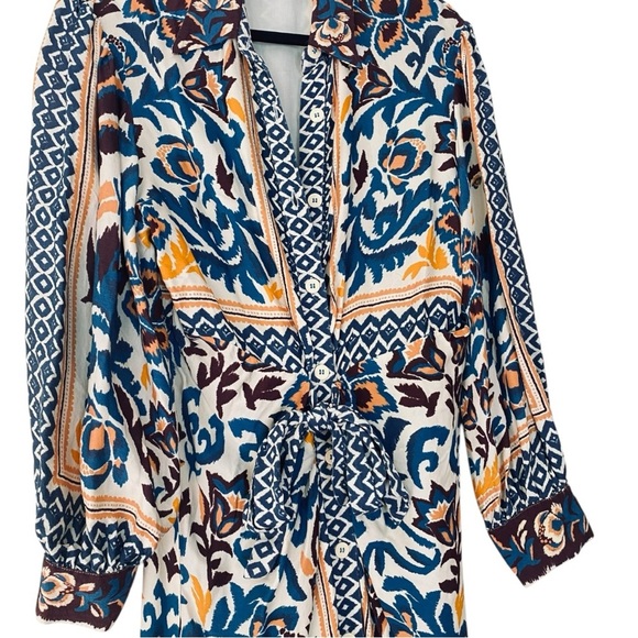 FARM RIO Vibrant Patterned Midi Shirt Dress, Sz Lrg​ - Picture 5 of 8